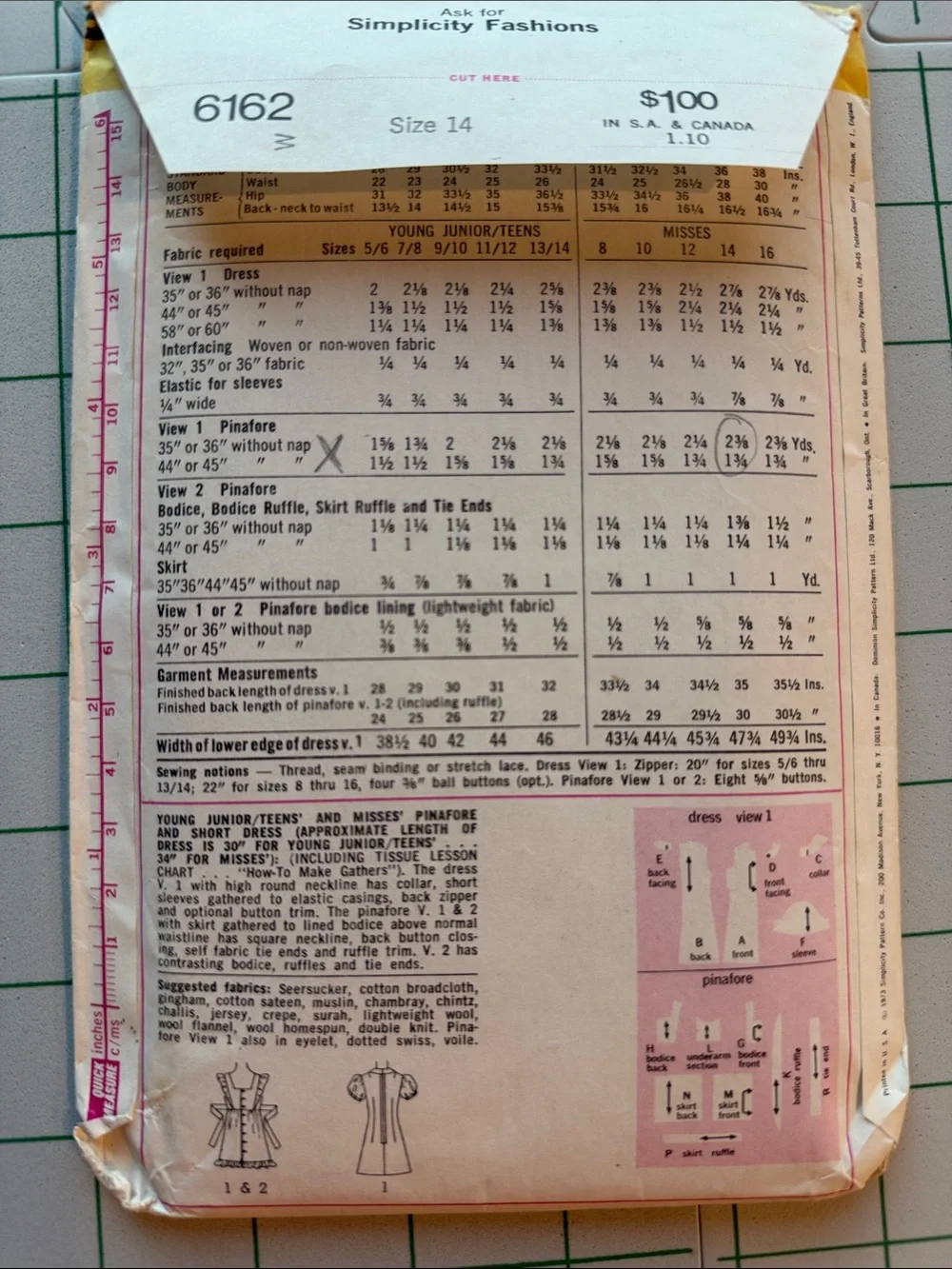 Vintage 1970s Simplicity 6162 Sewing Pattern Size 14 Uncut Factory Folded Dress